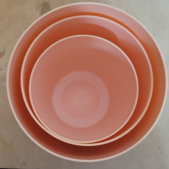 MCM Pink Plastic Canister Set of 3 With Lids Sugar Coffee Tea Nesting Storage - Picture 13 of 13